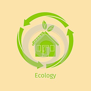 Ecology concept with green house