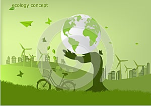 Ecology concept ,Hand protection global Environmentally friendly