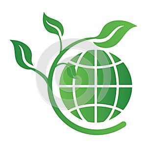 Ecology concept icon with earth and leaves. Recycle logo. Vector illustration for any design