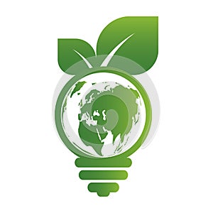 Ecology concept,the world is in the energy saving light bulb green,vector illustration