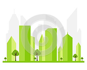 Ecology concept,the world is in the energy saving light bulb green,vector illustration. green eco city