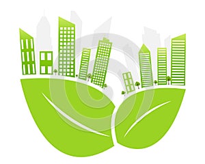 Ecology concept,the world is in the energy saving light bulb green,vector illustration. green eco city