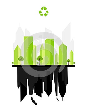 Ecology concept,the world is in the energy saving light bulb green,vector illustration. green eco city