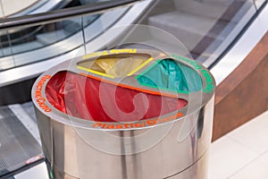 Ecology container recycling bins at the airport