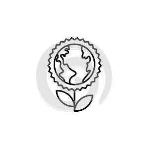ecology, earth day, flower, globe icon. Element of mother earth day icon. Thin line icon for website design and development, app