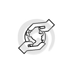 ecology, earth day, hand, globe icon. Element of mother earth day icon. Thin line icon for website design and development, app