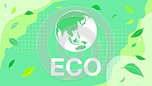 Ecology and the earth, environmental problems, natural energy. Vector illustration background material green color