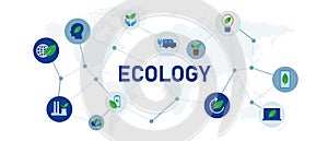 Ecology eco global environment friendly concept of business interconnected icon set illustration