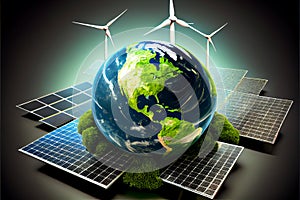 Ecology and Eco Green Energy Concept Illustration Sustainable Eco Friendly and Alternative Clean Energy and Healthy