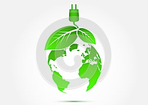 Ecology eco world think green icon concept