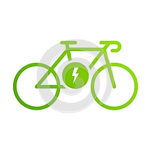 Ecology Electro Power Bicycle Silhouette Icon. Electric Ecological Bike Green Glyph Pictogram. Eco Hybrid Transport Icon