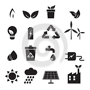 Ecology, energy, environment icons set