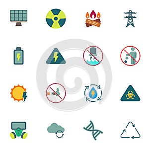 Ecology energy flat icons set