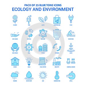 Ecology and Enviroment Blue Tone Icon Pack - 25 Icon Sets