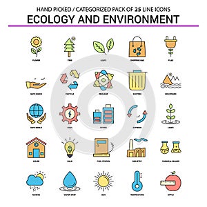 Ecology and Enviroment Flat Line Icon Set - Business Concept Icons Design