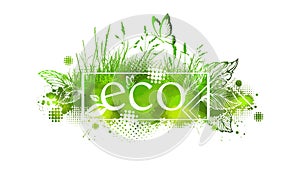 Ecology. Enviroment protection. Green grass. Vector illustration