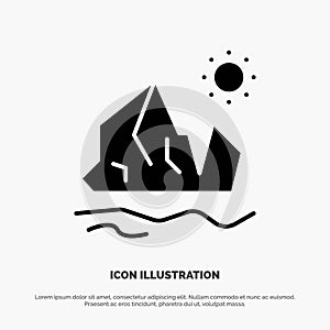 Ecology, Environment, Ice, Iceberg, Melting solid Glyph Icon vector