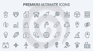 Ecology, environment protection thin line icons set, recycle technology for eco factory