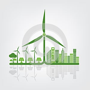 Ecology and Environmental Concept,Earth Symbol With Green Leaves Around Cities Help The World With Eco-Friendly Ideas