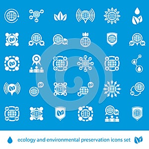 Ecology and environmental conservation vector icons set, unusual