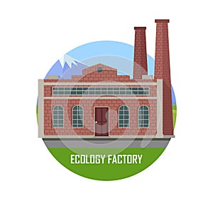 Ecology Factory. Eco Plant Icon in Flat Style.