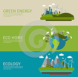 Ecology Flat Banner Set