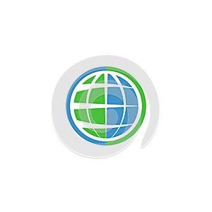 Ecology globe logo, green technology graphic sing, idea natural tech symbol