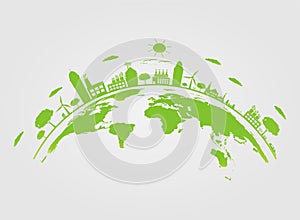 Ecology.Green cities help the world with eco-friendly concept id