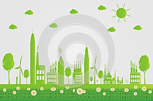 Ecology,Green cities help the world with eco-friendly concept ideas. illustration photo