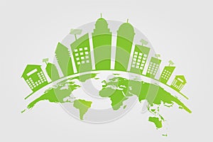 Ecology.Green cities help the world with eco-friendly concept ideas.vector illustration