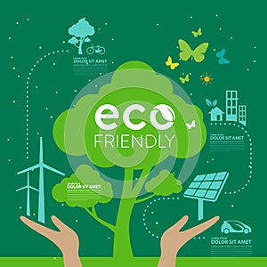 Ecology.Green cities help the world with eco-friendly concept ideas.vector illustration