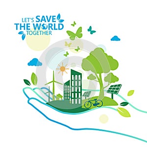 Ecology.Green cities help the world with eco-friendly concept ideas.vector illustration