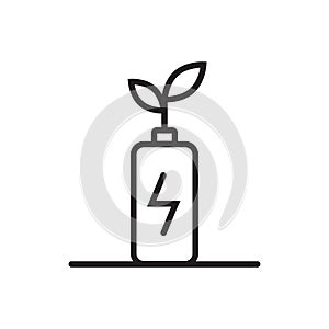 Ecology green energy battery and leaves outline icon vector  for your web site design, logo, app, UI.illustration