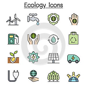 Ecology, Green Energy color line icon set vector illustration graphic design