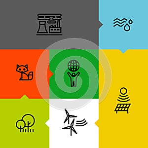 Ecology, green, and environment line icons set