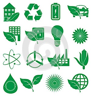 Ecology Green icons set