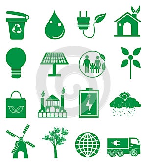 Ecology Green icons set