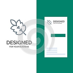 Ecology, Green, Leaf, Plant, Spring Grey Logo Design and Business Card Template