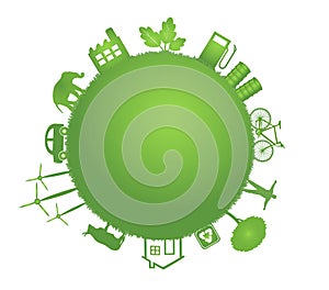 Ecology green planet illustration