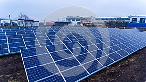 Ecology green renewable electicity industry. Solar environmental electricity panels.
