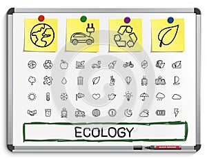 Ecology hand drawing line icons.