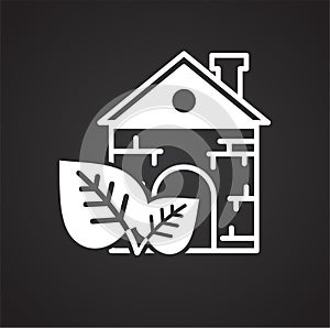 Ecology home icon on black background for graphic and web design, Modern simple vector sign. Internet concept. Trendy symbol for