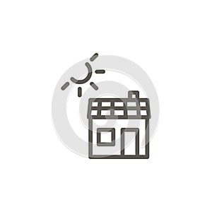 Ecology, house, panel, solar vector icon. Simple element illustration from UI concept. Ecology, house, panel, solar vector icon.