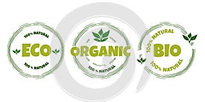 Ecology icon. Eco, bio, organic and natural products sticker,vector label, badge and logo.