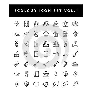 Ecology icon set with black color outline style design Vol.1