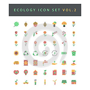 Ecology icon set with colorful modern Flat style design