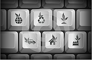 Ecology Icons on Computer Keyboard Buttons