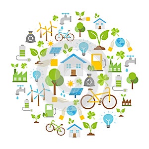 Ecology Icons, Nature Protection, Vector Background