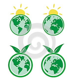 Ecology icons with planet Earth