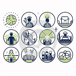Ecology icons set, clean energy, save planet, vector illustration